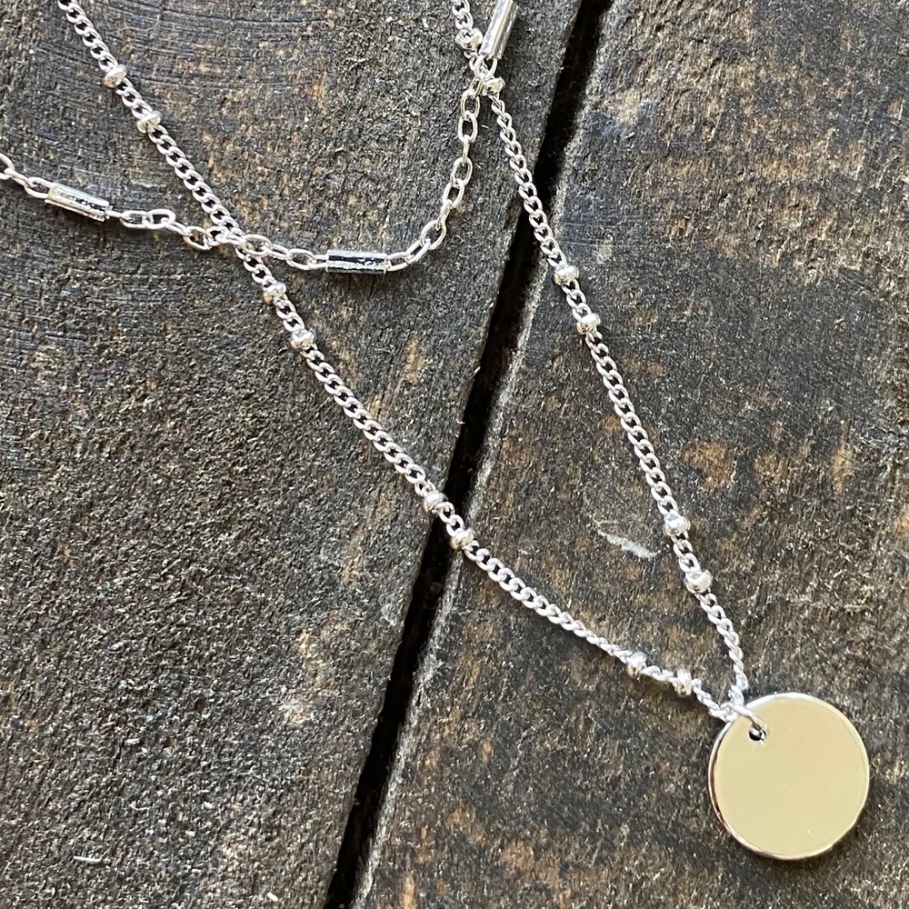 NWOT Double Strand Silver Charm Necklace